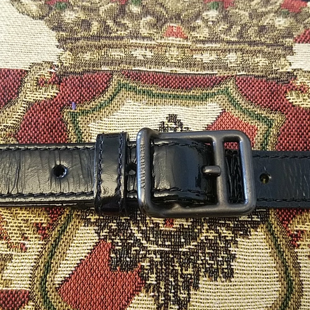 BURBERRY womens black patent belt Sz 36/90 - Picture 3 of 8